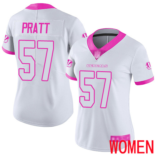 Cincinnati Bengals Limited White Pink Women Germaine Pratt Jersey NFL Footballl #57 Rush Fashion->cincinnati bengals->NFL Jersey